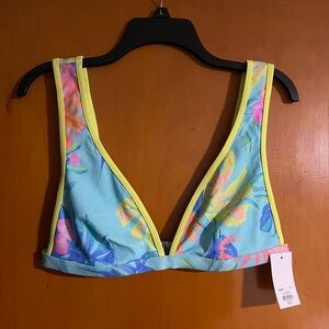 SO Blue and Yellow Floral Bikini Top